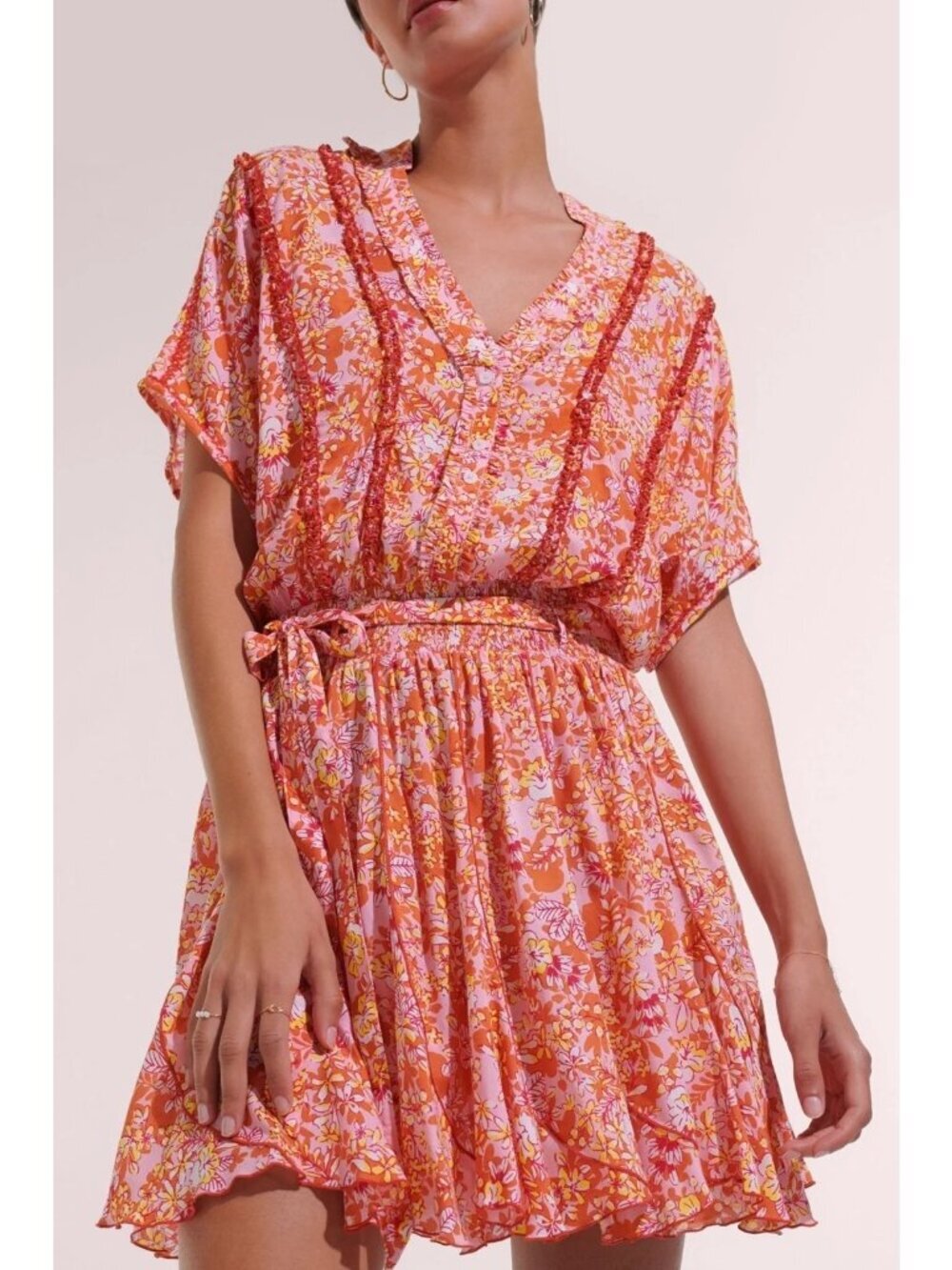 Poupette St Barth Mini Dress Oliva Pink Sweet Bell Womens Size M/L